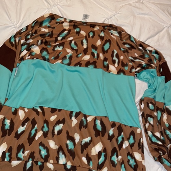 Size Small - NWOT - boutique top - leopard / teal and brown - Picture 6 of 6